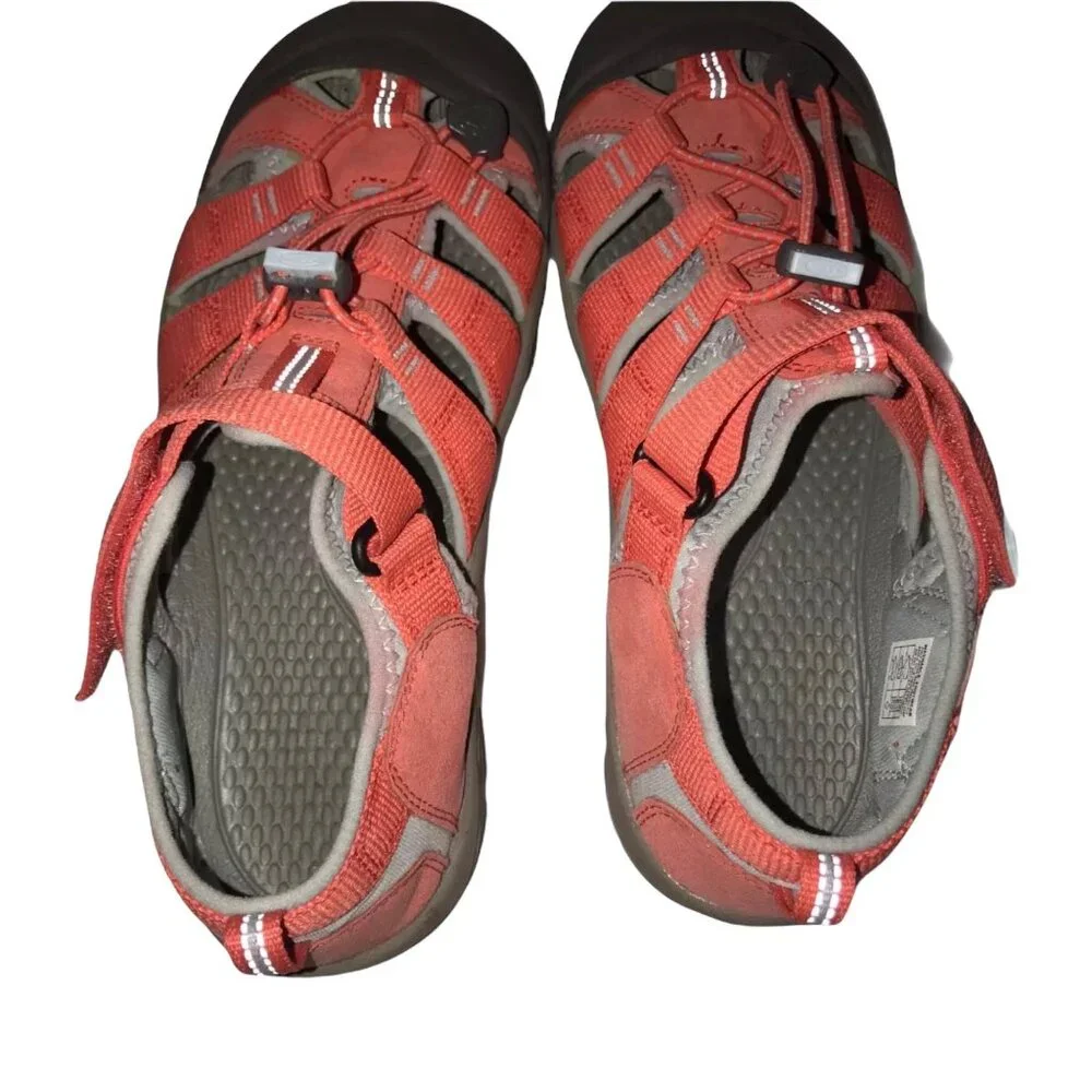 Keen Pink Leather Sandals Mens 6 Canvas Hiking Camping Outdoor Water Shoes